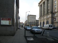 Beautiful Piekna Street in Warsaw with historic buildings and outdoor cafes