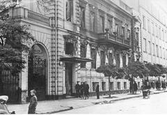 Bombed German embassy building at Piusa XI street in Warsaw, damaged by Luftwaffe