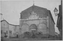 Facade of the Church of St. Francis in Lucca before 1920s restorations with the adjacent square