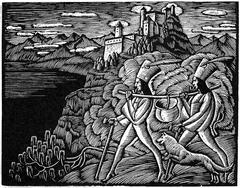 Highwaymen with cauldron wood engraving art from Muzeum Żup Krakowskich w Wieliczce
