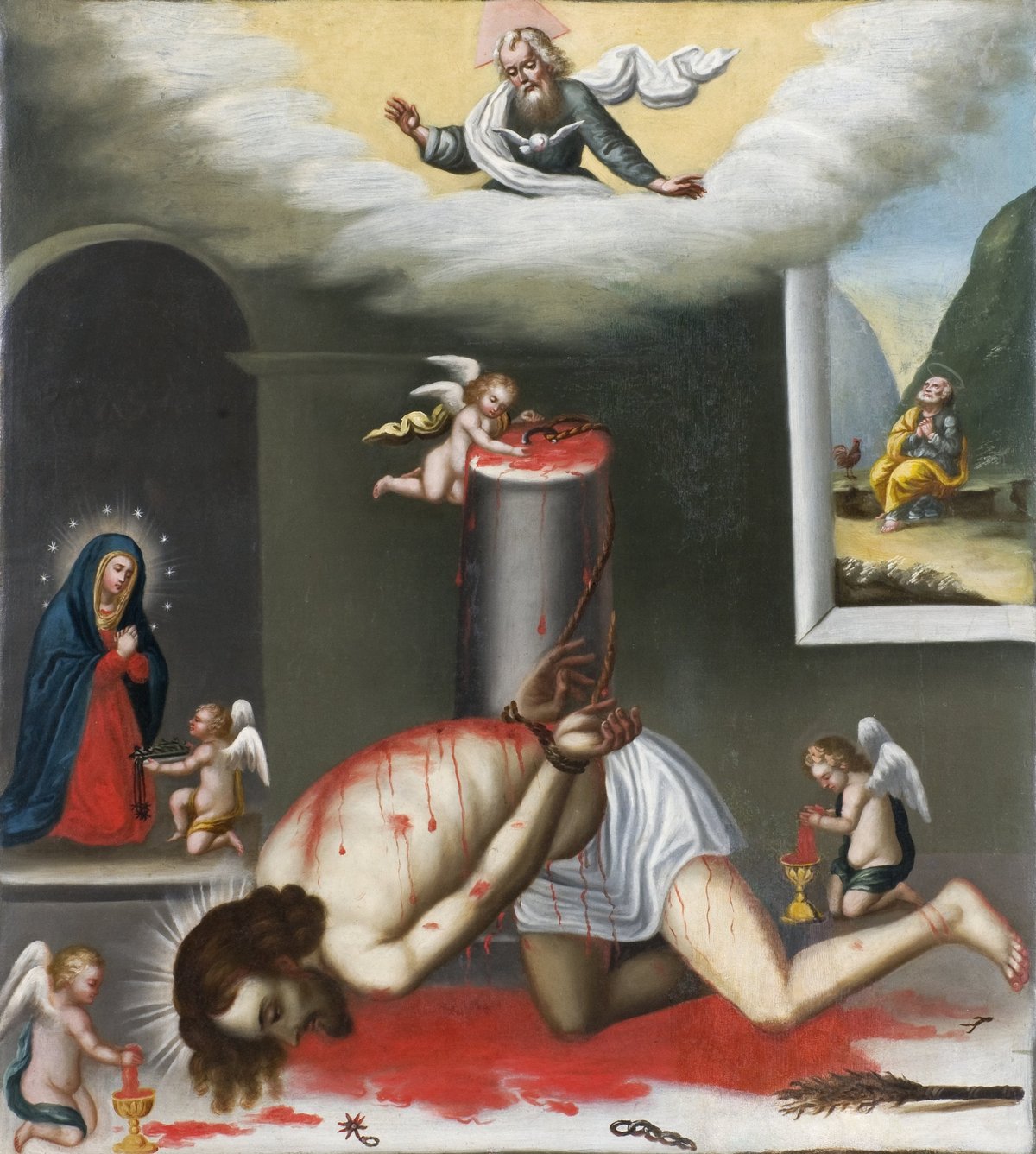 Christ on the whipping post artwork by follower of Miguel de Santiago