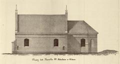 Historic street view of Vilnia with St. Nicholas Church in 1836