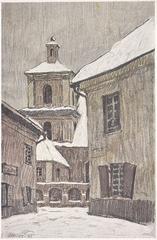 Historical photograph of the Church of Saint Nicholas on Saint Nicholas Street in Vilnia, captured in 1917 by A. Holler