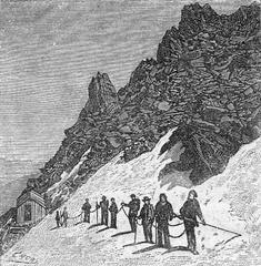 Historical painting of the 40th French ascent of Mont Blanc by Edmond Yon