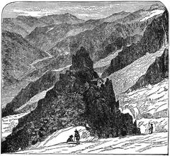 Illustration from A Tramp Abroad by Mark Twain showing travelers in a scenic outdoor setting
