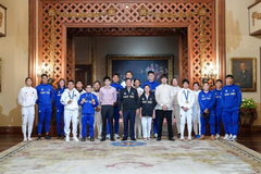 Ferdinand Bongbong Marcos Jr with 17 Philippine Olympians at the 2024 Olympics in Malacañang