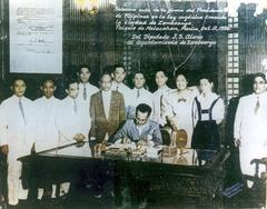 President Manuel L. Quezon signing the Zamboanga City Charter at Malacañang Palace on October 12, 1936