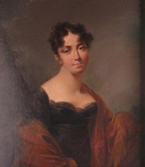 Portrait of Anastasie Émilie Guignard de Saint-Priest, French noblewoman, daughter of diplomat François-Emmanuel Guignard de Saint-Priest, wearing 19th-century attire