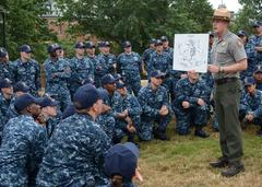 Navy Chiefs Week 2017: Group of Navy Chief Selects listening to Ranger Patrick Boyce during a talk at Boston National Historical Park