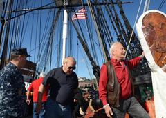 Buzz Aldrin touring USS Constitution in Boston