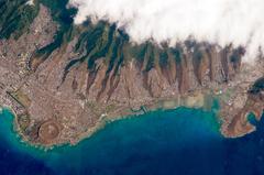 Maunalua Bay and Honolulu cityscape with ocean and islands