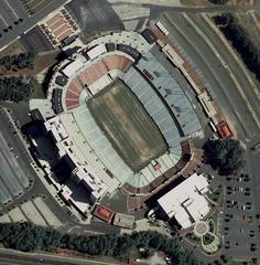 Aerial view of Carter Finley Stadium at North Carolina State University in Raleigh NC