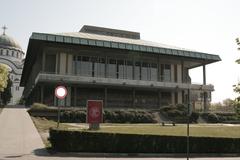 Front side of the National Library of Serbia building in Belgrade