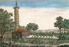 Orangerie and Chinese tower in Laeken domain, Brussels
