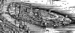 Detail of the De Barbari map showing San Pietro di Castello in Venice
