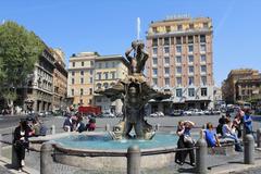 Triton Fountain on Piazza Barberini in Rome Italy