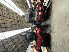 Historic locomotives displayed at the Musée des sciences et des techniques Léonard de Vinci