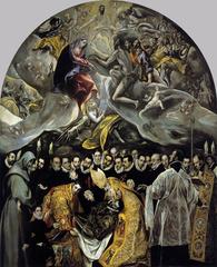 The Burial of the Count of Orgaz painting by El Greco showing a miraculous burial scene with saints and citizens