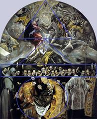 Composition lines of El Greco's painting The Burial of the Count of Orgaz in Santo Tomé church Toledo