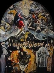 El entierro del conde de Orgaz painting by El Greco showing Saint Stephen and Saint Augustine descending from heaven to bury Gonzalo Ruiz de Toledo
