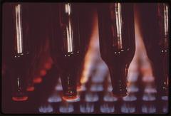 Recycled beer bottles undergoing heat treatment in a glass recycling process