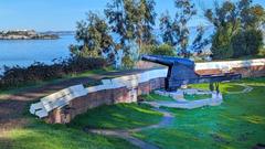 Historic cannon at Fort Mason in San Francisco California USA