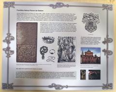 Information board in Czech commemorating Frantiska Helena Pieroni de Galliano at Chapel of St. Anne in Upper Castle garden, Panenské Břežany