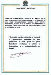 Jair Bolsonaro taking the constitutional oath as President of Brazil in 2019