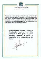 Brazilian Vice President General Mourão taking constitutional oath of office in 2019