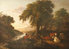 Classical landscape painting by John Glover from 1767-1849, featuring serene natural scenery