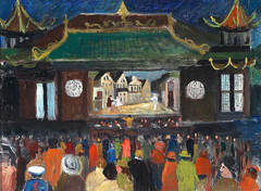 Jens Sørensen performing at the Peacock Theatre in Tivoli with an audience