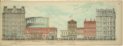 Illustrated map of Broadway in New York City from The Mail and Express