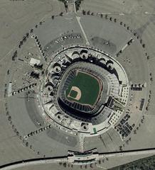 Qualcomm Stadium baseball field setup in San Diego March 2003