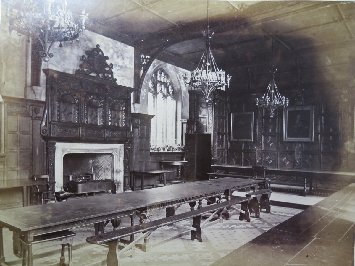 Original medieval dining hall of Pembroke College Cambridge demolished and rebuilt by Alfred Waterhouse c1870-75