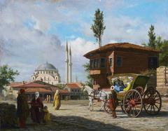 Partie in Istanbul with Eyüp-Sultan Mosque in the background