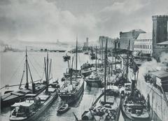View of the shipyard from the railway bridge in Cologne, 1896