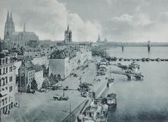 Panoramic view of Cologne city from Hafenturm in 1896