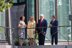 President Donald J. Trump and First Lady Melania Trump with President Sauli Niinistö and Jenni Haukio at Mäntyniemi Residence Finland July 2018