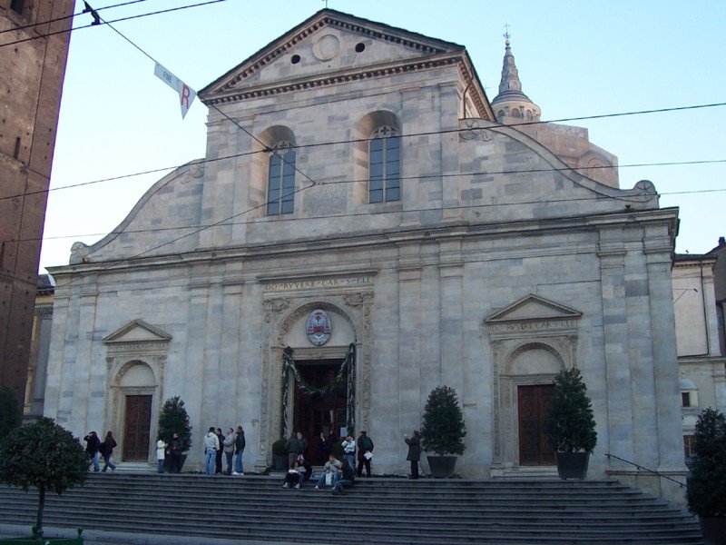 Turin Cathedral facade with blue sky