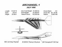 Side profile view of Archangel 1 aircraft designed by Kelly Johnson