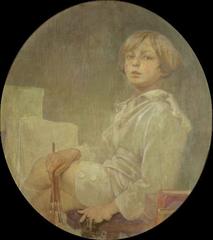 Black and white portrait of Jiří Mucha