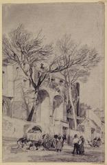 Ruins of the Bernardins Convent on Rue de Poissy in Paris in 1867, detailed drawing by Albert Maignan