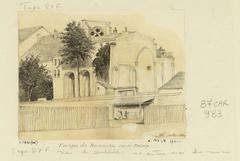 Historical graphite drawing of the Bernardins convent remnants on rue de Poissy, Paris, from 1860