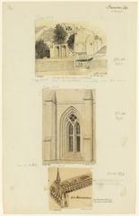 Detailed pencil drawing of Bernardins vestiges in rue de Poissy, Paris, dated 1860