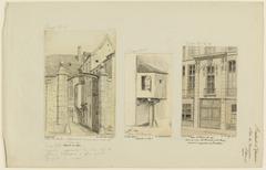 Historic pencil drawing of Boulevard Saint-Germain from Rue de Poissy to Rue St. Jacques in Paris by Léon Leymonnerye, showing architectural details of Saint-Bernard cloister area in 1859