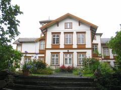 Ringve Museum exterior view in Trondheim, Norway with surrounding garden