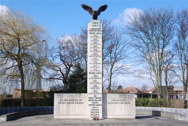 Monument of Polish Pilots in Northolt with Polish and Union Jack flags
