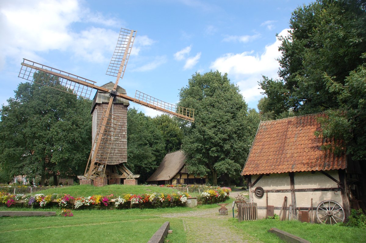 Historic windmill in open-air museum Mühlenhof Münster