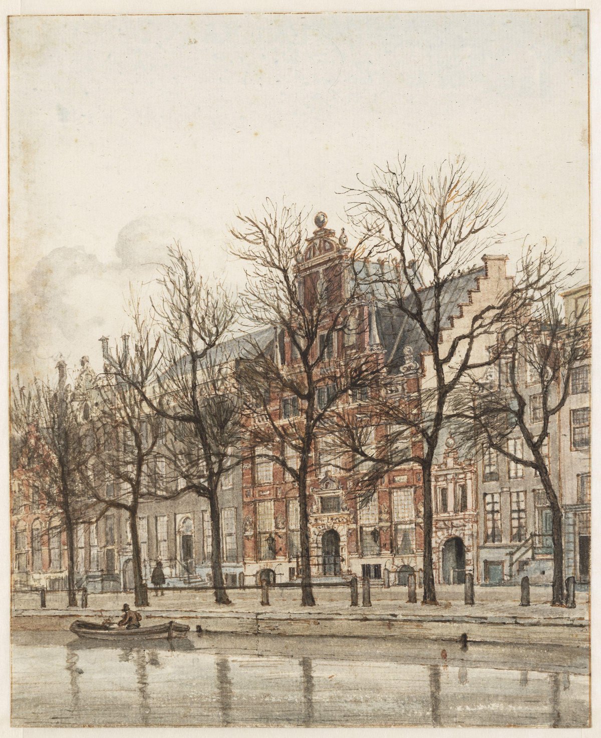 Historic drawing of Keizersgracht 117-129 in Amsterdam with the Huis met de hoofden at number 123