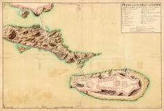 Architectural plan and elevation drawings of Castillo de San Antonio by dn. Franco Montaigú, 1736
